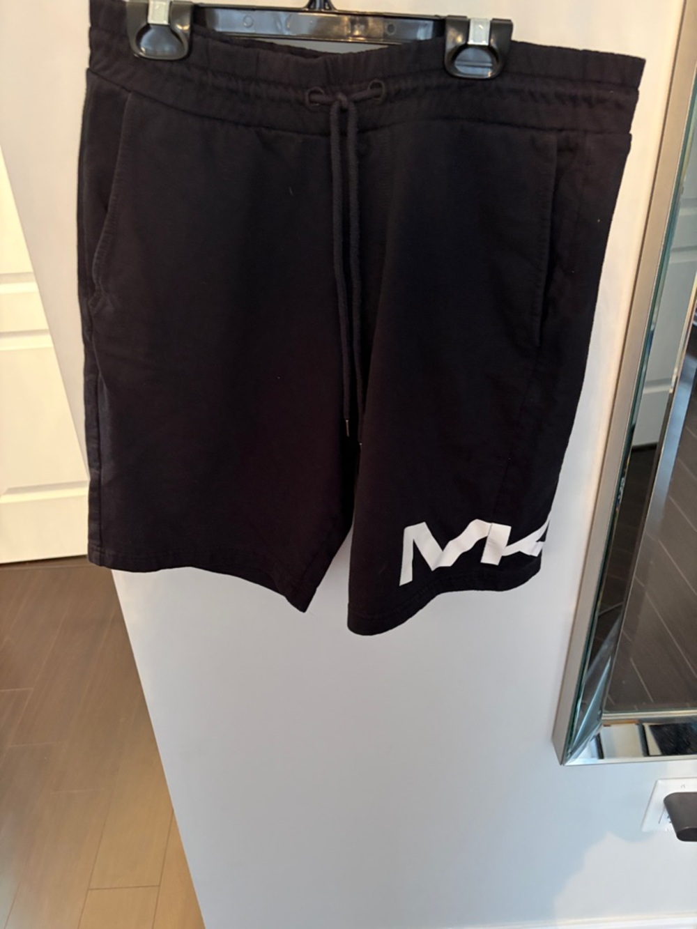 Michael Kors Black Athletic Drawstring Shorts with White Logo